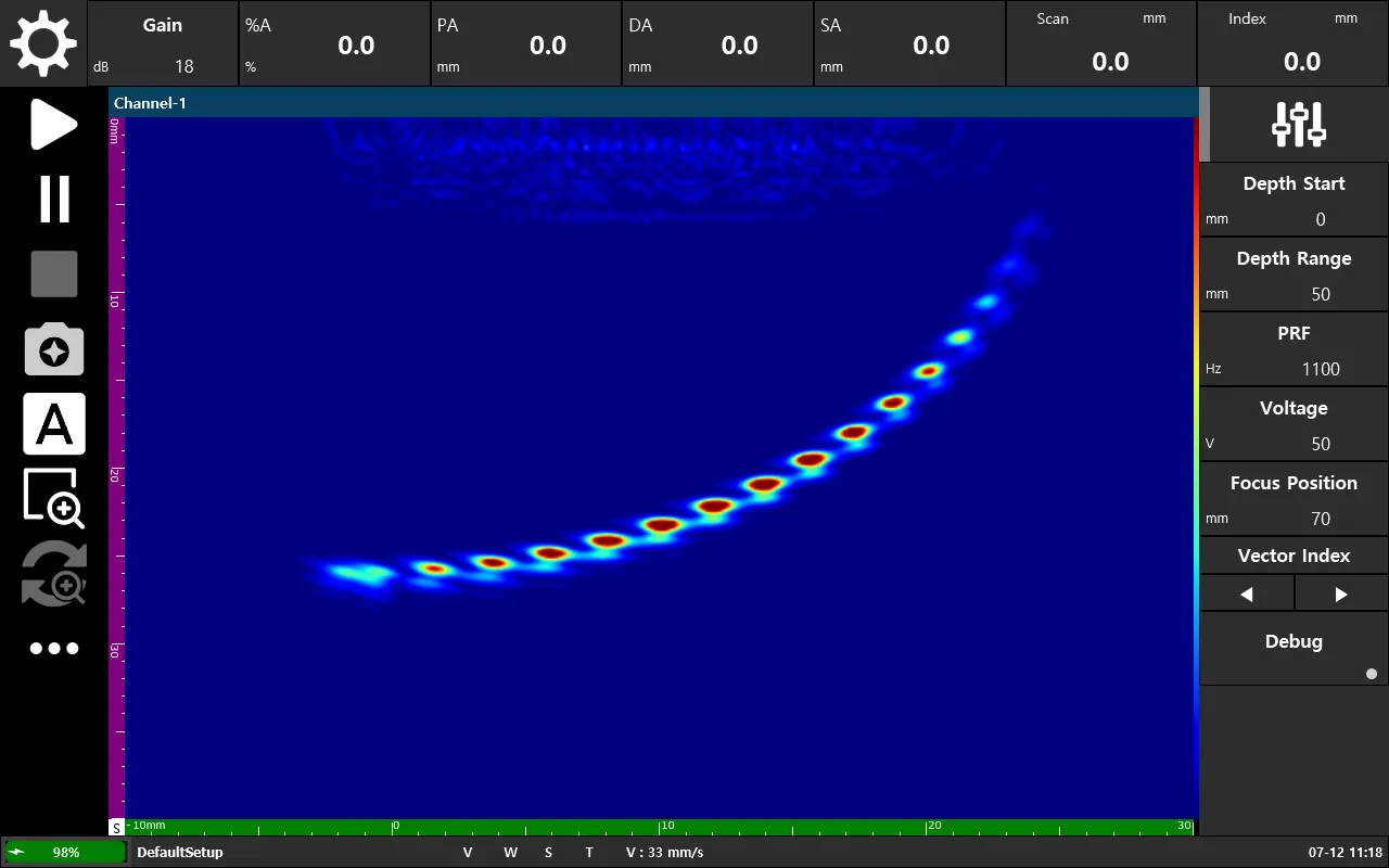 Real-time TFM & PAUT scan screen